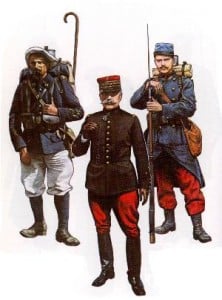 französischer Gebirgsjäger, General und Infanterist (1914)