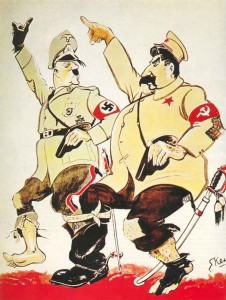Karikatur über den Hitler-Stalin-Pakt