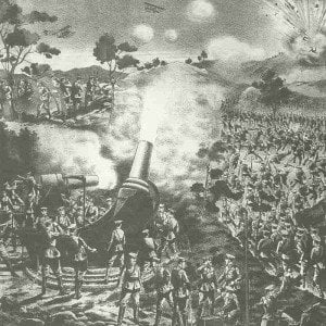 Japanische Belagerungsartillerie vor Tsingtau