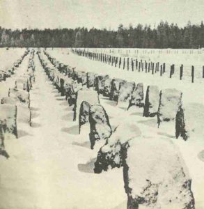 Die russisch-finnische Grenze mit den von deutschen Spezialisten errichteten Panzersperren.