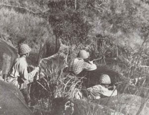 Japanische Infanterie im Gefecht in Süd-China
