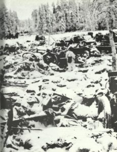 Trümmer der russischen 44. motorisierten Division