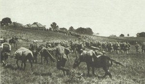 Deutsche Truppen auf dem Marsch nach Przemysl
