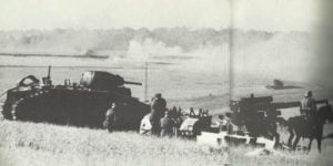 Abgeschossener französischer schwerer Panzer Char B