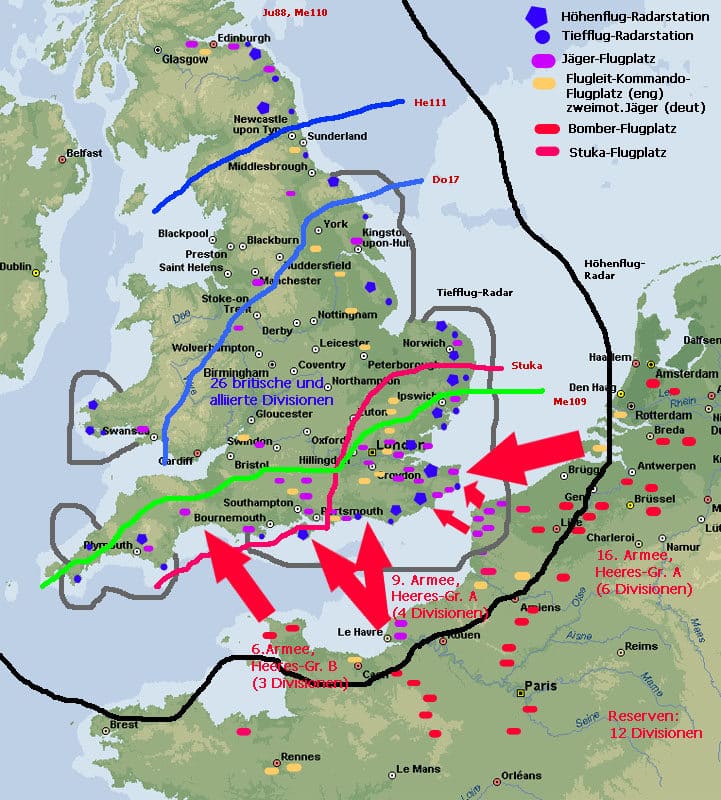 Karte von der Schlacht um England 