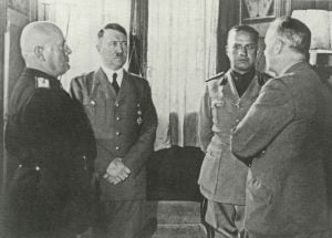 Mussolini, Hitler, Ciano und von Ribbentrop 