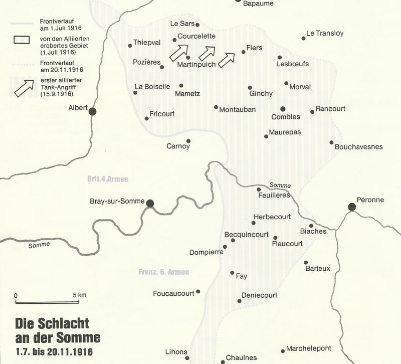 Karte der Schlacht an der Somme