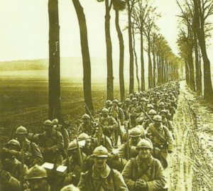Französische Infanterie auf dem Marsch