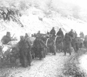 Serbische Artillerie auf dem Wintermrasch
