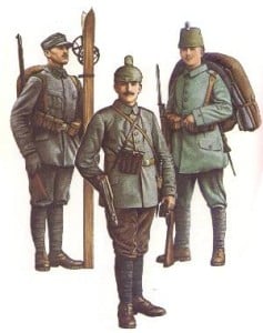 Schütze der Gebirgskompanie 1 der württemberg. Gebirgsjäger (1915) * Kanonier der Gebirgsgeschützbatterie Nr.2 (1915) * Jäger des Jägerbattailons 10 (Goslar, 1915)