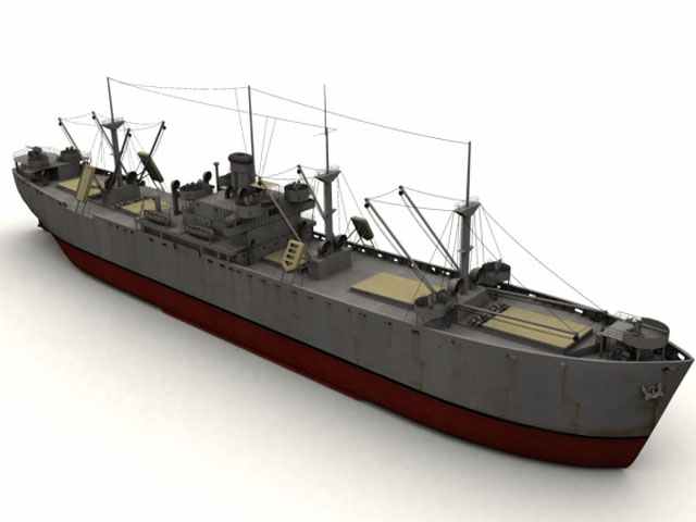 3D-Modell eines Liberty-Frachter.