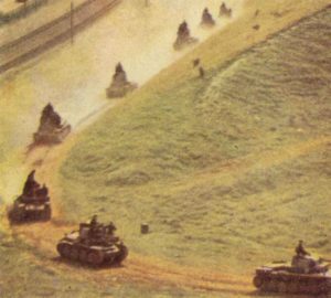deutsche Panzereinheit attackiert russische Stellung