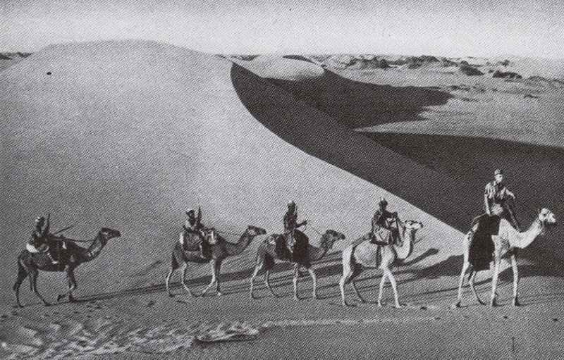 Italienische Sahara-Truppen auf Kamelen