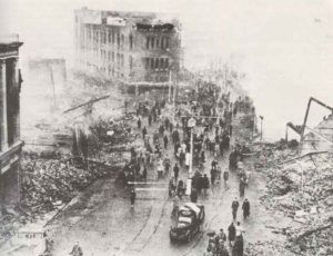 Innenstadt von Coventry nach Luftangriff