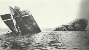 Abgestürztes deutsches Luftschiff in der Nordsee