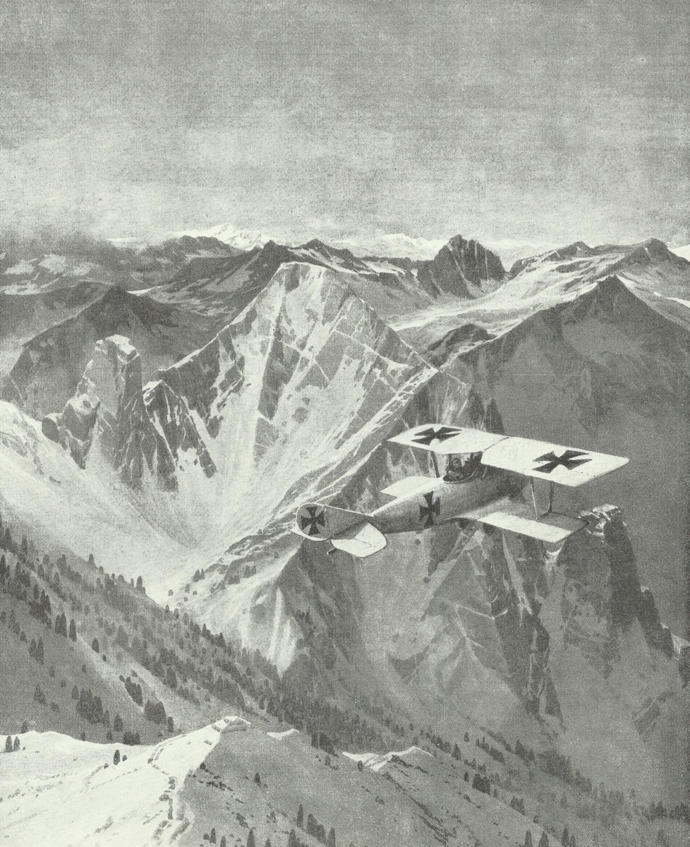 Flugzeuge von Österreich-Ungarn im 1. Weltkrieg 16 Alabtros-Jäger über Alpen