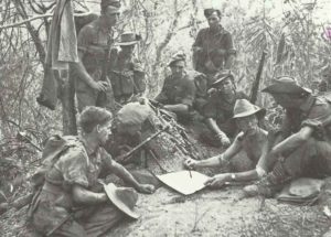 Gruppe britischer Soldaten von Slims 14. Armee in Burma 