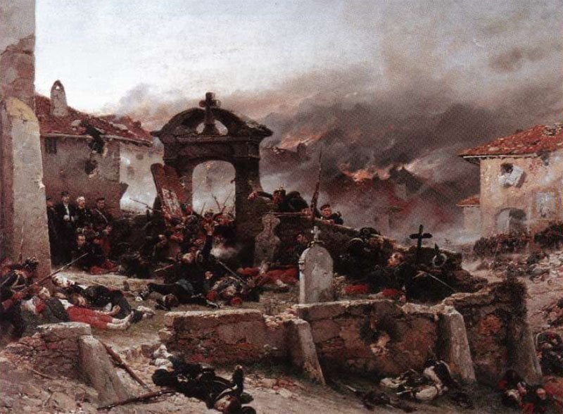 Kampf um den Friedhof während der Schlacht von St. Privat