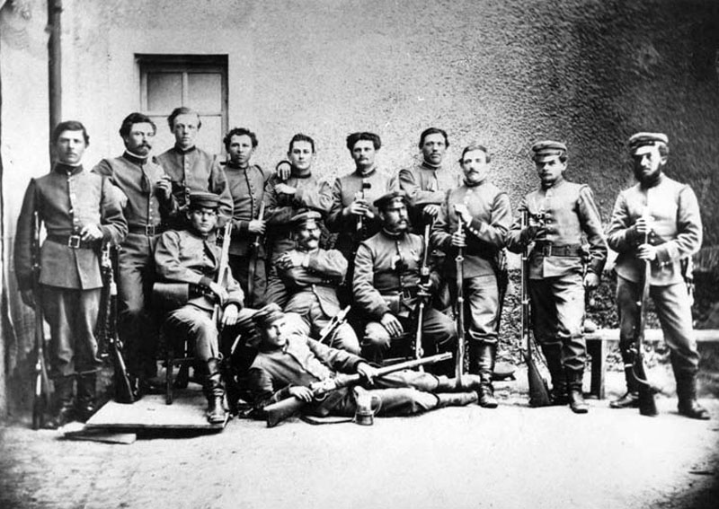 bayerische Infanteristen im Juli 1870
