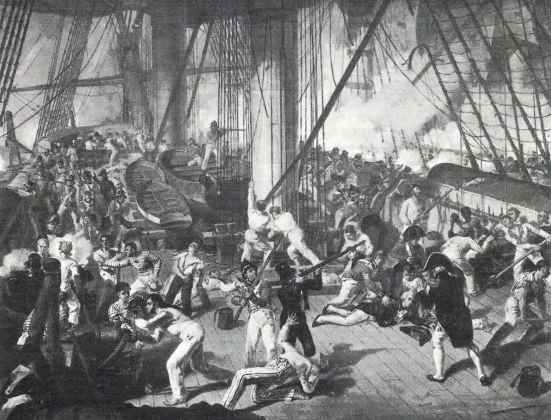 HMS Victory 9 Nelson wird getroffen