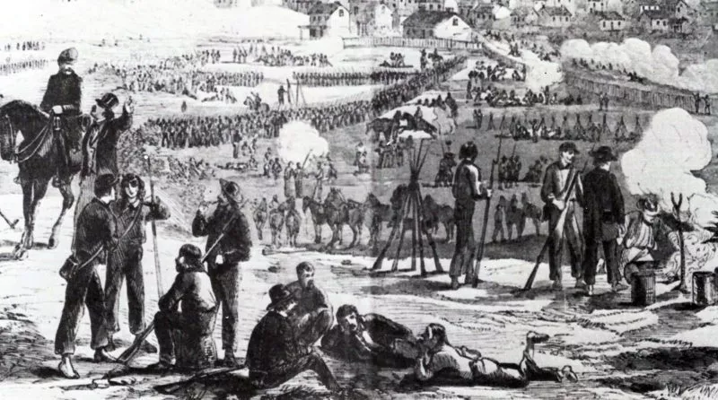 Amerikanischer Bürgerkrieg 10 Lager konföderierter Infanterie