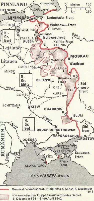 Wehrmacht Kriegsgliederung April 1942 und sowjetische Gegenoffensiven 11 Karte sowjetische Winteroffensive