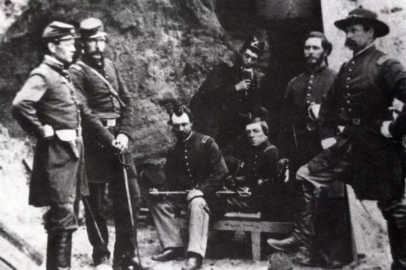 US-Bürgerkrieg 1862 7 Offiziere und Mannschaften der 1. Connecticut-Artillery