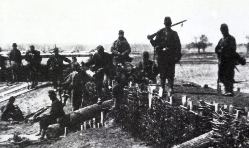 US-Bürgerkrieg 1862 9 Centreville Geschützattrappen