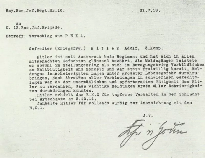 14-Eisernes Kreuz 12 Vorschlag Hitler Eisernes Kreuz