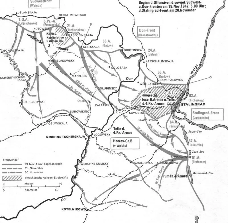 Wehrmacht Kriegsgliederung November 1942 und Operation Uranus 8 Karte Operation Uranus