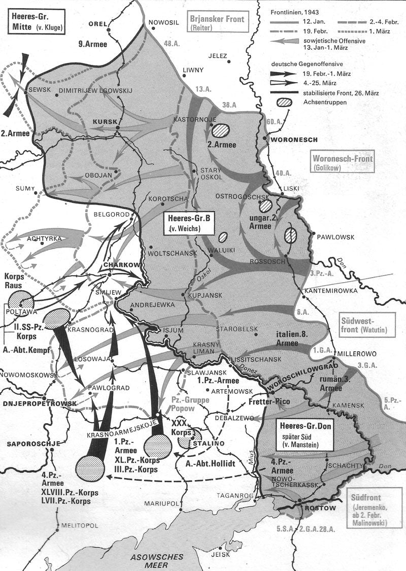 Karte südliche Ostfront Jan-März 1943