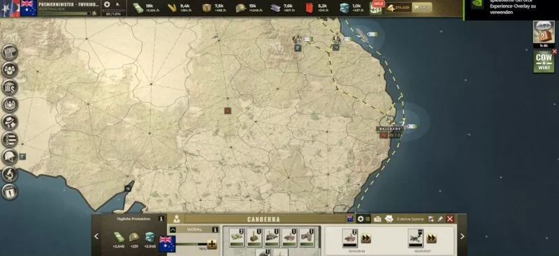 Call of War - Historischer Weltkrieg 21 Menü Hauptstadt Canberra