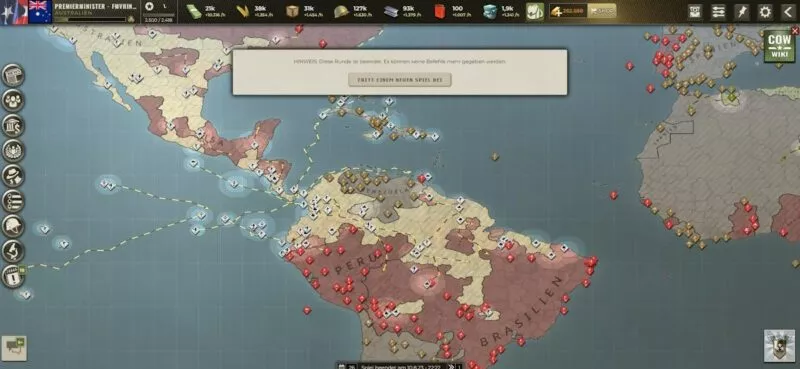 Call of War mit Australien 38 Spielende durch Sieg