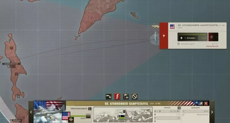 Call of War mit USA 46 US-Atombomber von einem Flugfeld auf den Aleuten