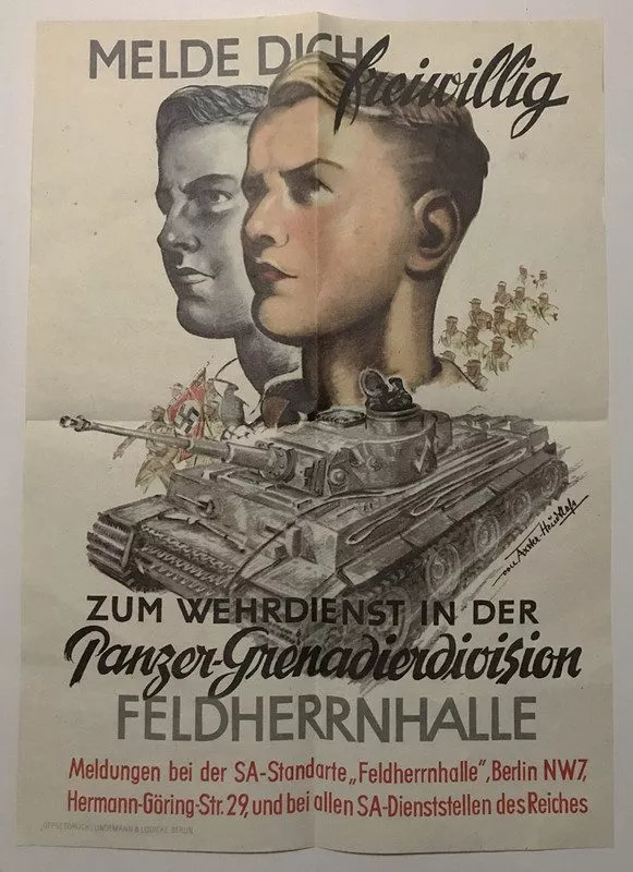 Panzer-Division Feldherrnhalle 10 Werbeplakat für Freiwillige für FHH