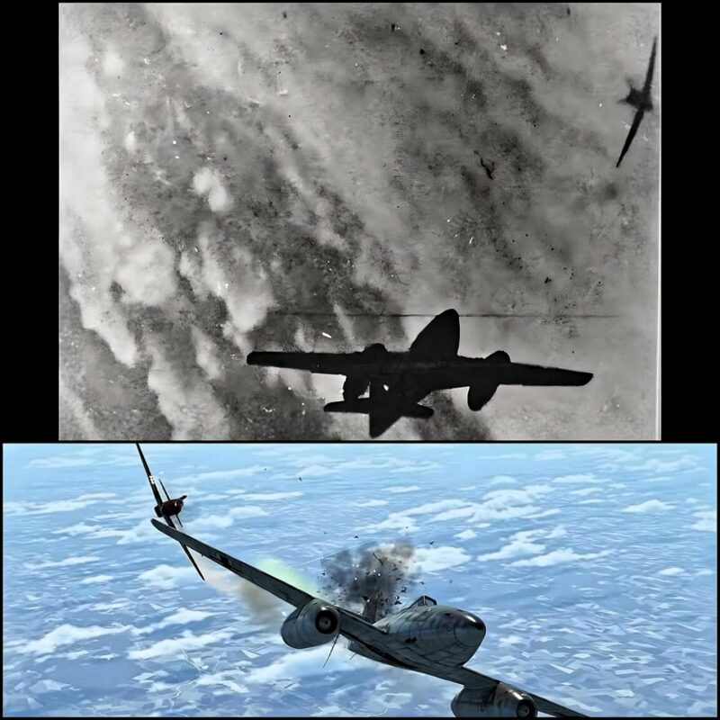 Me 262, welche eine P-51 Mustang verfolgt 