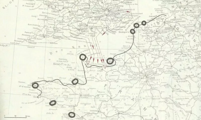 Unternehmen Overlord, die alliierte Invasion in der Normandie am D-Day 9 Karte vom Anmarsch der Invasionsverbände