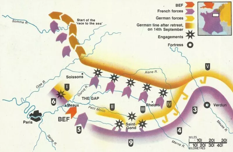 Marne-Schlacht 1914 11 Karte Marne-Schlacht
