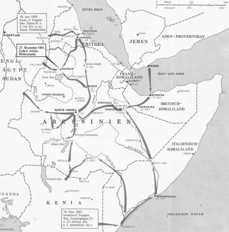 Der Feldzug in Ostafrika 1940-1941 5 karte feldzug ostafrika