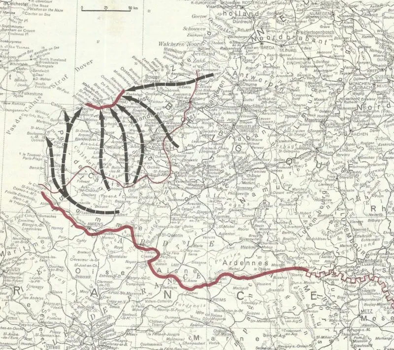 Westfeldzug und Wehrmacht Kriegsgliederung Juni 1940 9 map dunkirk