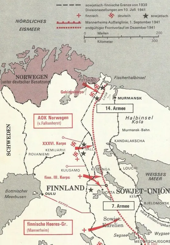 Unternehmen Silberfuchs 1941: Murmansk und Petsamo 5 artcic front map de2